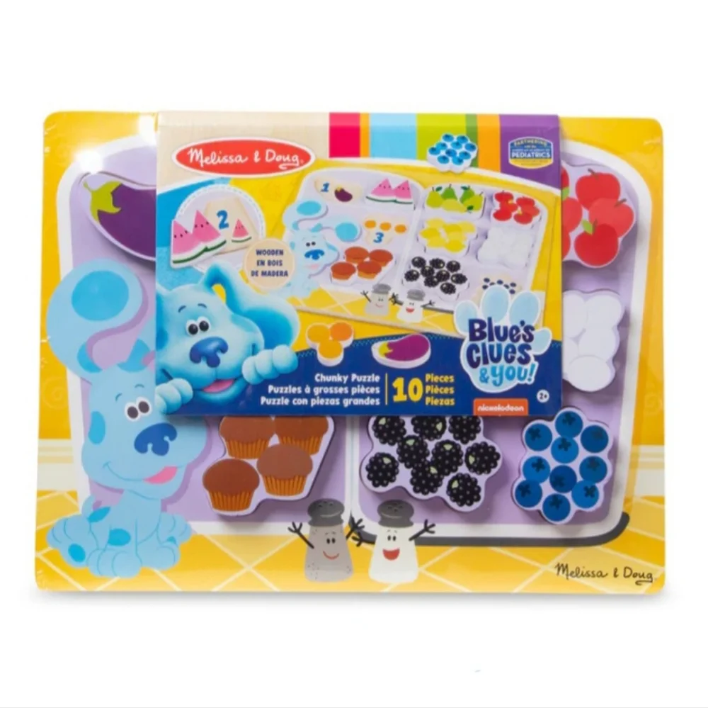 NEW Melissa & Doug Blue's Clues & You Fridge Food 10 Piece Wooden Chunky Puzzle